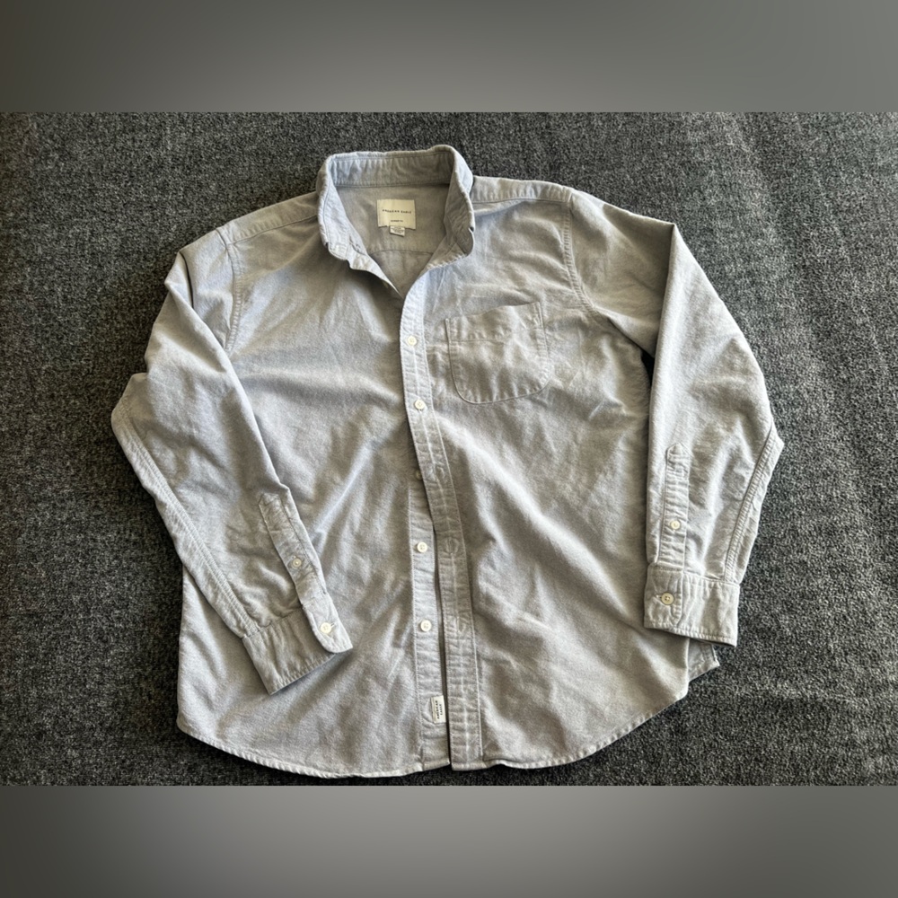 AmericanEagle Mens Gray Classic Fit Oxford Buttonup Preppy Medium Shirt